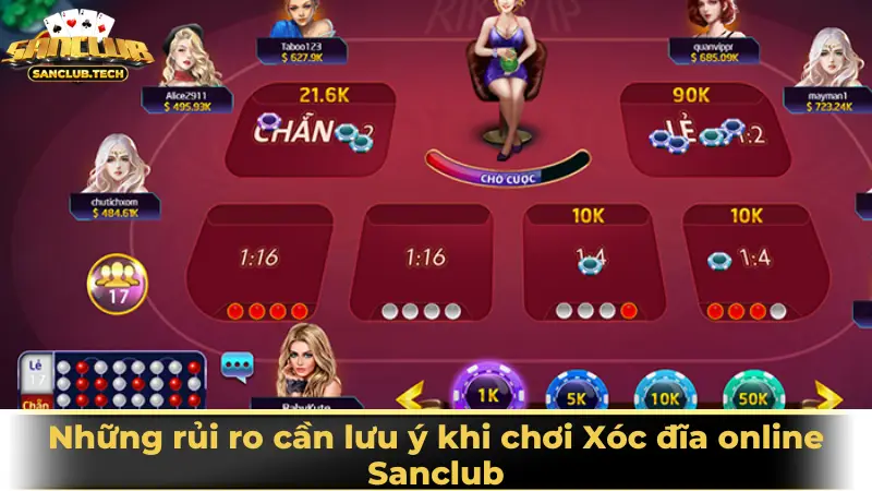 Những rủi ro cần lưu ý khi chơi Xóc đĩa online Sanclub